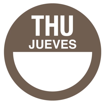 Nevs Dissolvable DaySpots - Thursday/Jueves 1" circle White w/Brown DDOT-THS1W